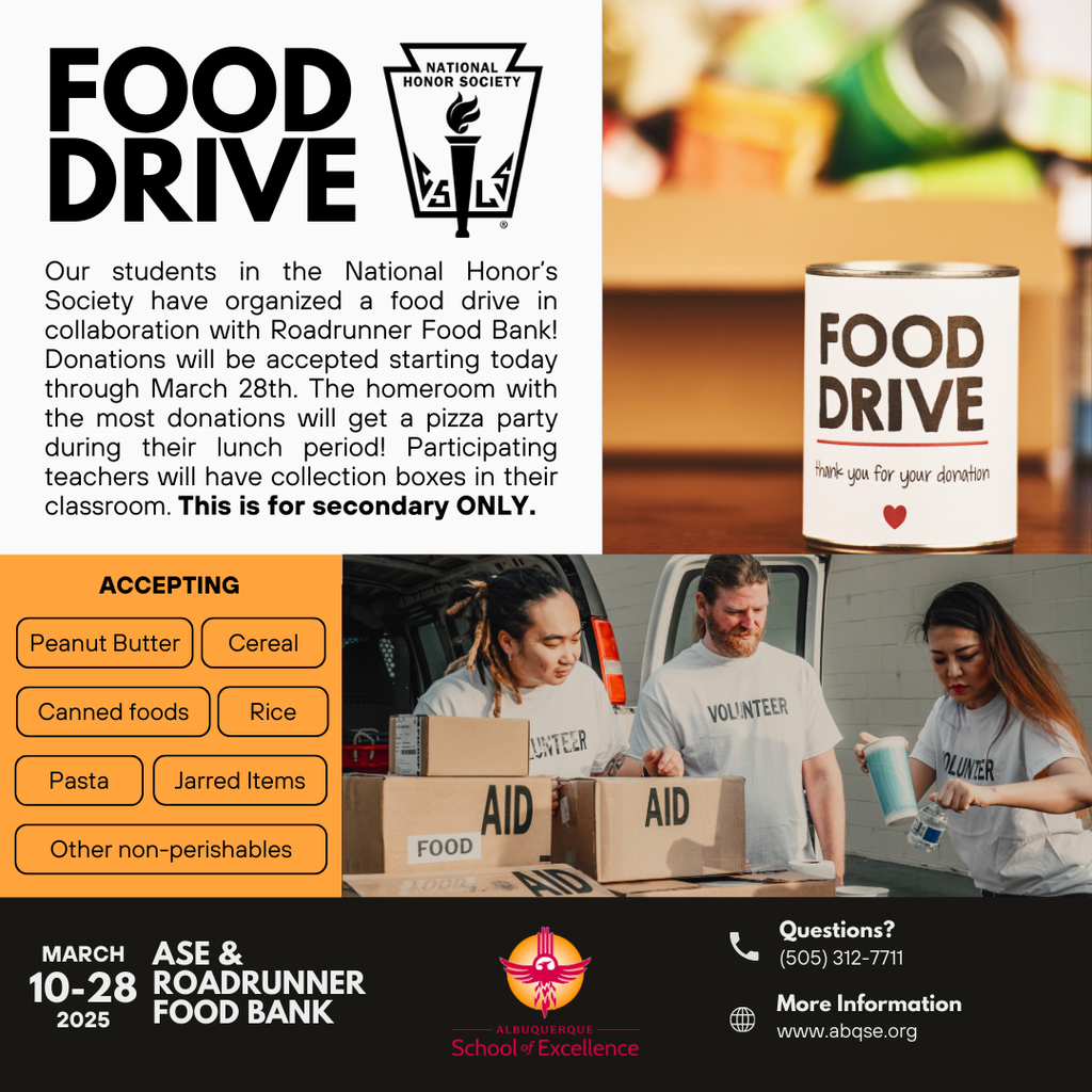 ASE's NHS is running a food drive through March 28th!