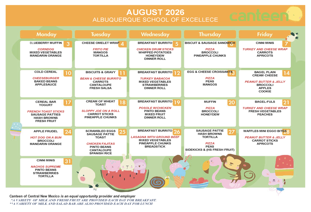 August Menu