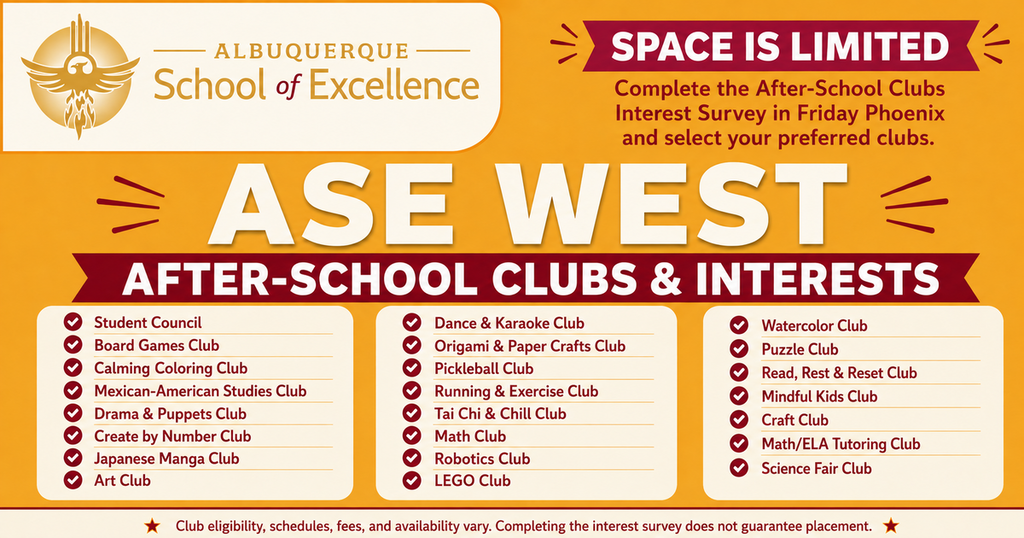 ASE WEST After school clubs and interests