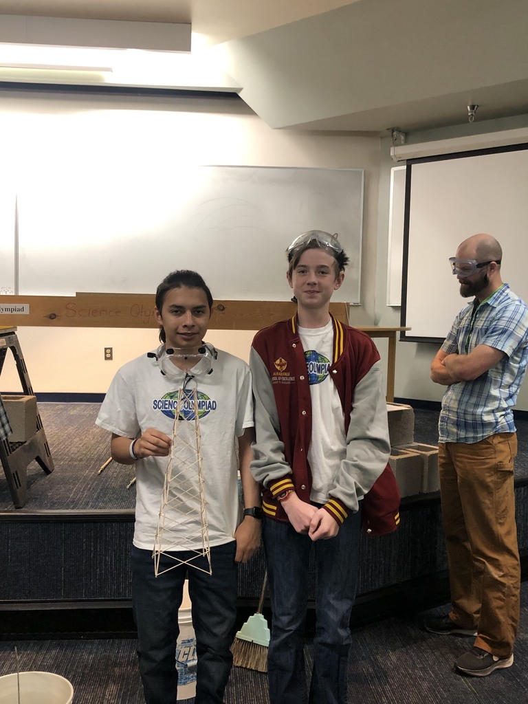 Students with their tower build