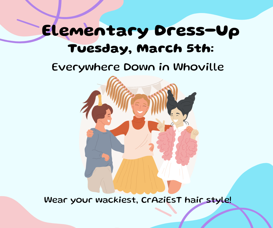 Tuesday dress up is wacky hair!