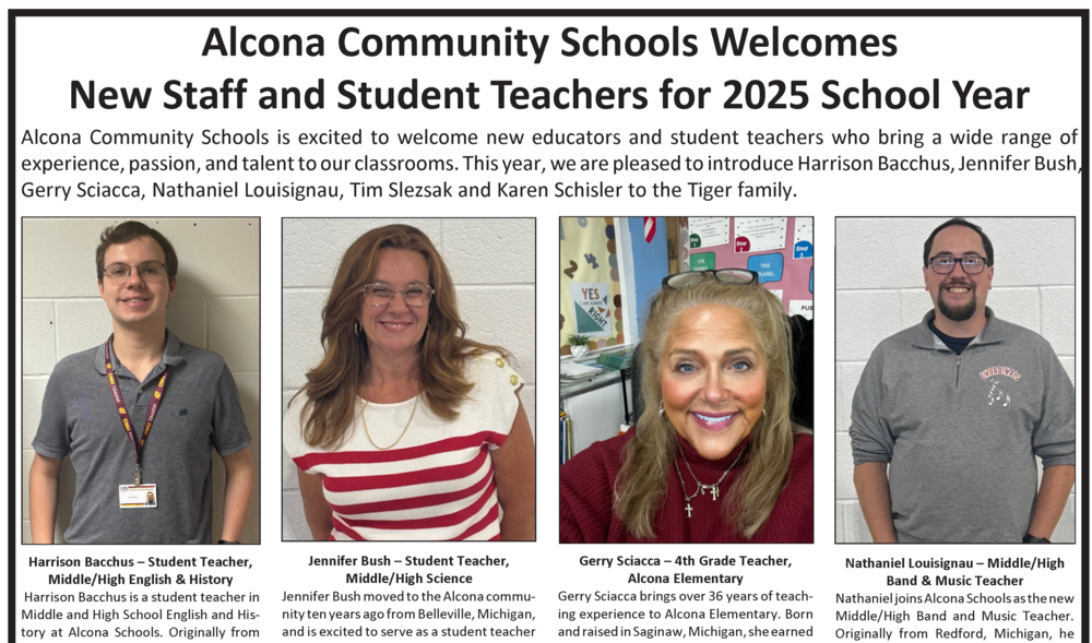 Alcona Schools New Team Members