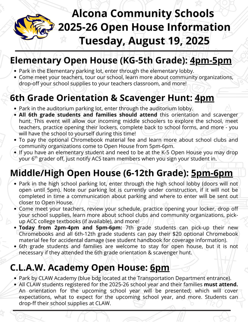 Alcona Schools Open House Information