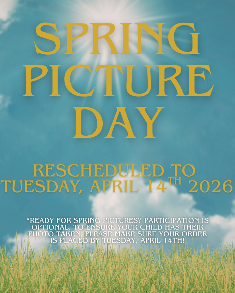 Spring Picture Day Rescheduled for Tuesday, April 14th.