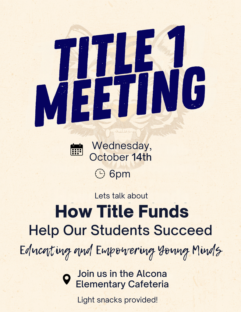 Title 1 meeting. October 14th at 6pm