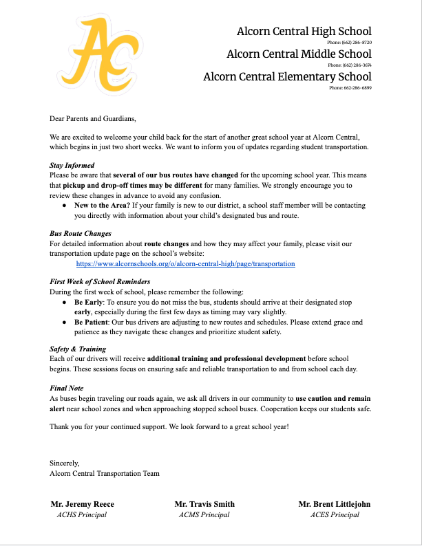 This is a document with info about bus route changes. Please contact 662-+286-8720 for more info.