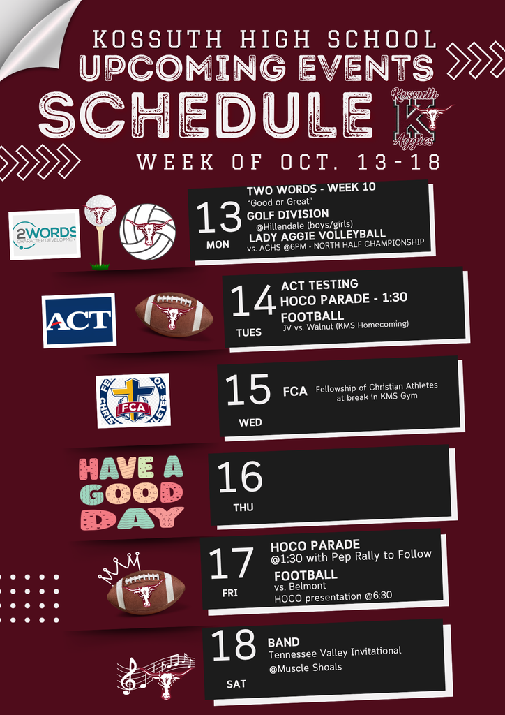 week 10 schedule