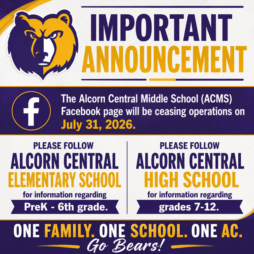 Announcement graphic about ACMS Facebook page closing
