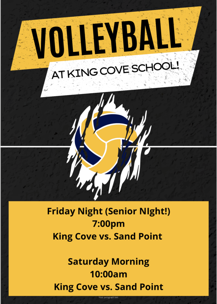 AEBSD Volleyball Games at King Cove School This Weekend!