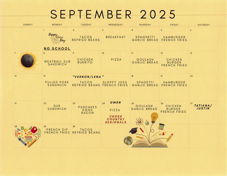 September Lunch Menu