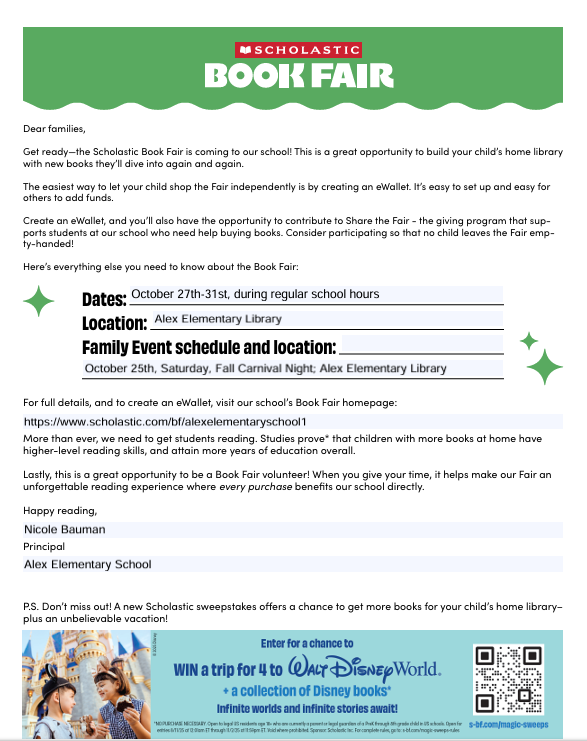 book fair principal lettre
