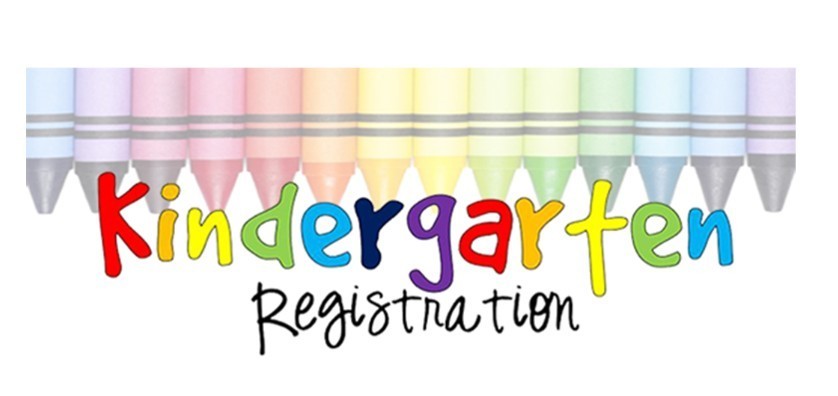 a line of crayons with the words kindergarten registration underneath them