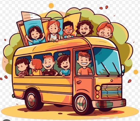 cartoon picture of kids on a school bus