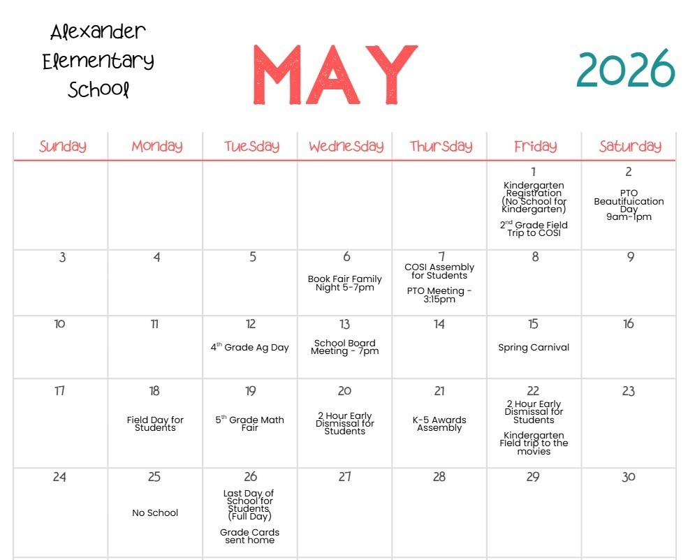 May Calendar