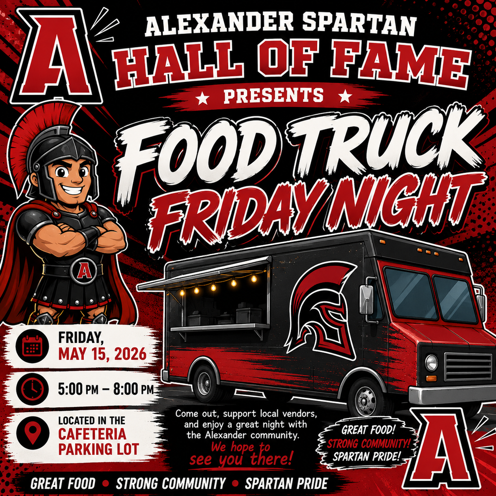 Food Truck night flyer Friday May 15th 5-8  alexander Cafeteria parking lot