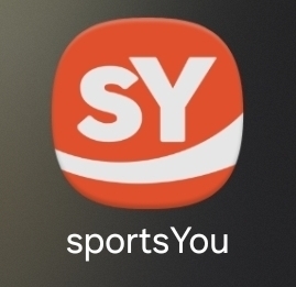 Orange sportsYou app icon with white “SY” letters and a curved white stripe across the bottom, displayed above the label “sportsYou.”
