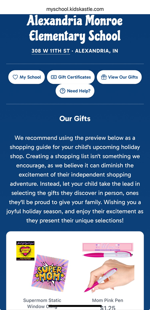 kids castle holiday shop