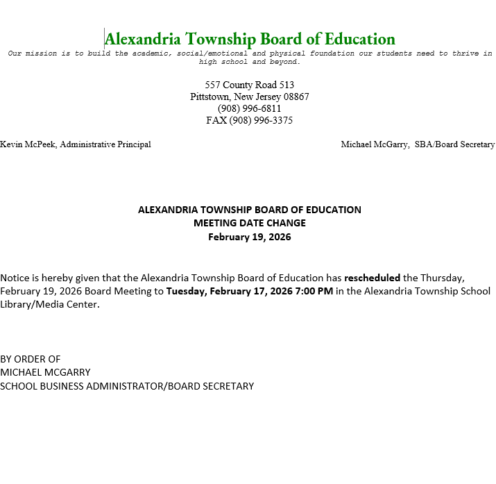 BOE Meeting Date Change