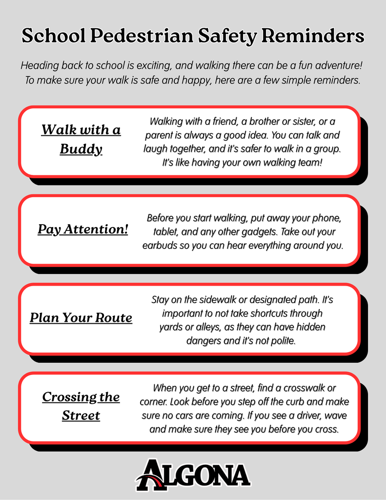 School Pedestrian Safety Reminders