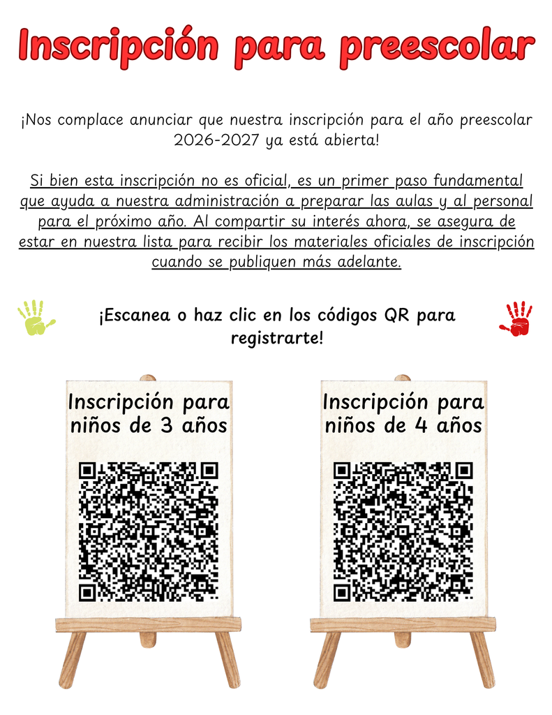 Preschool Sign Up Spanish