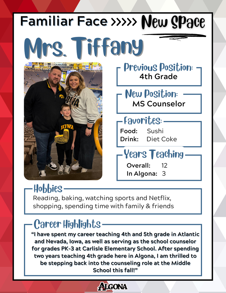 Familiar Face-New Space- Mrs. Tiffany