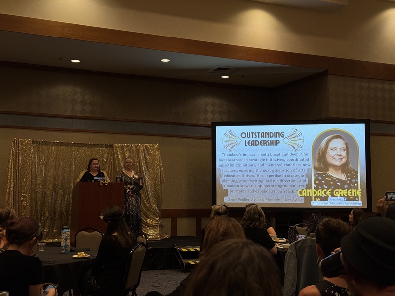 Ms. Greene getting her award