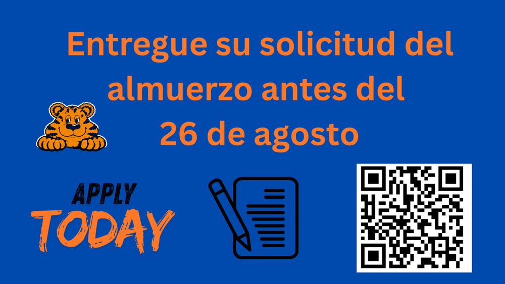 Blue banner with QR code