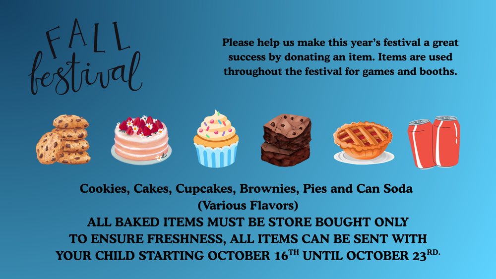 Please help us make this yearโs festival a great success by donating an item. Items are used throughout the festival for games and booths