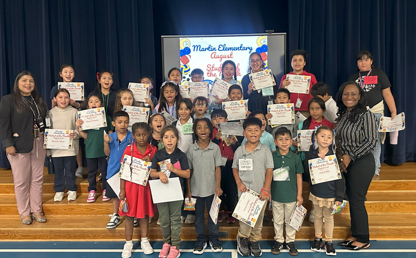 Mrs. Escobar and Ms. Gantt with August Students of the Month