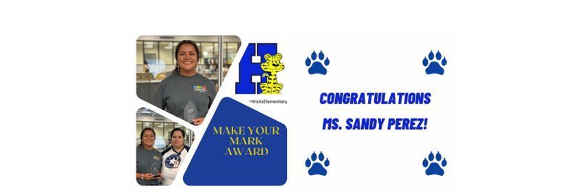 Congratulations Sandy Perez, winner of the September Make Your Mark Award