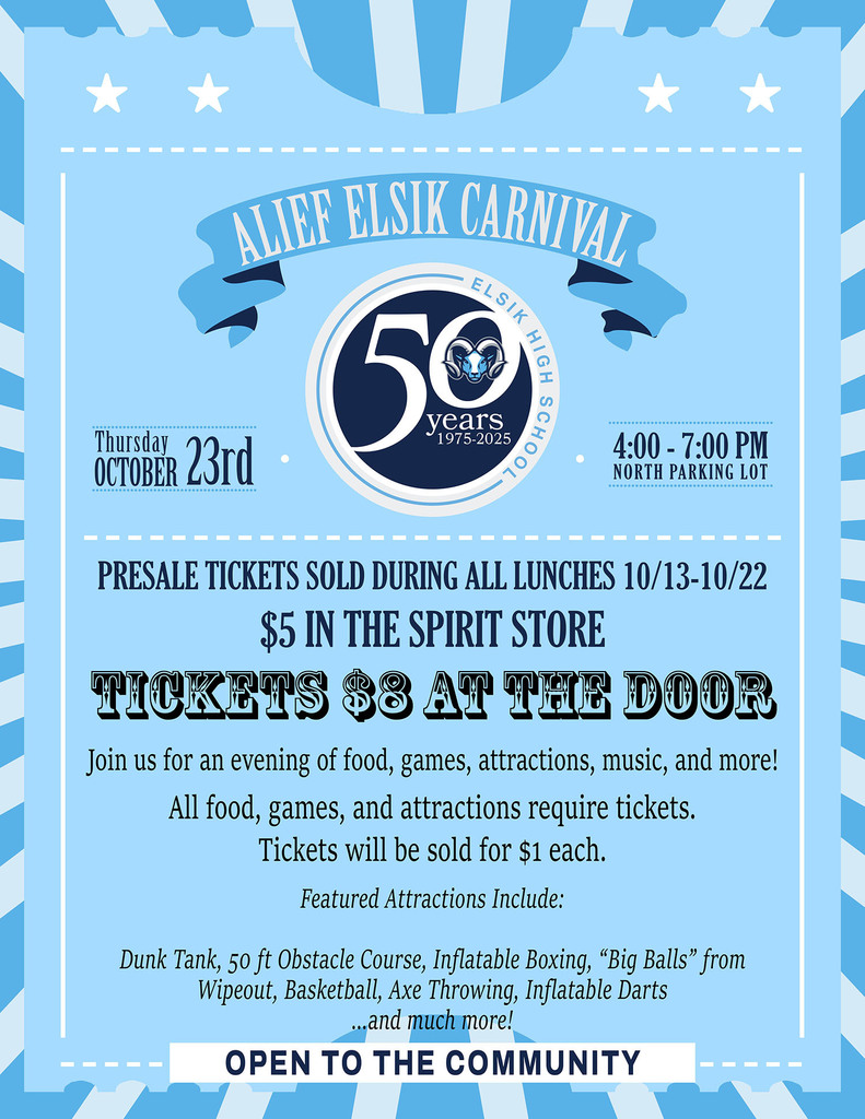 Elsik Carnival October 23rd 4:00 pm - 7:00 pm North Parking Lot