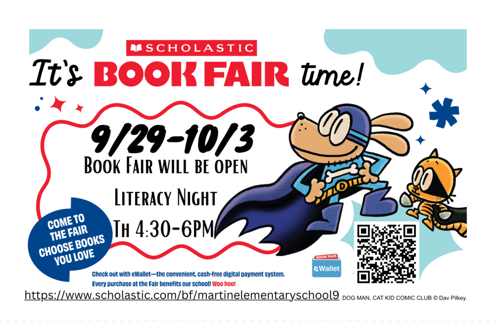 It's Book Fair Time! 9/29-10/3 book fair will be open. 