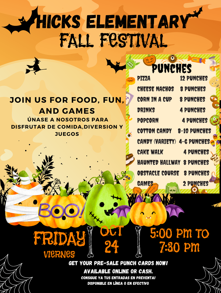 Hicks Fall Festival flyer with orange background