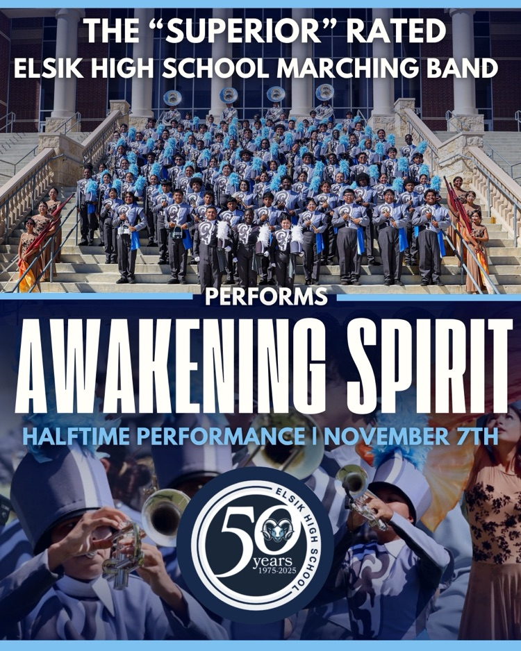 The Mighty Ram Marching Band will deliver their acclaimed show, Awakening Spirit, at halftime of the Southwest Faceoff game: Elsik vs. Taylor. Join us as we cheer on our Rams and witness a powerful performance.