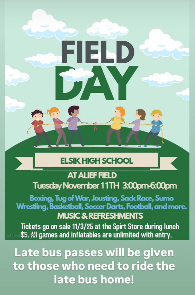 The Senior Class is hosting Field Day next week! 🎉 Don’t miss out—get your tickets now! We can’t wait to see everyone come together to create lasting memories and have a great time.  #ElsikSeniors #RamPride #FieldDayFun