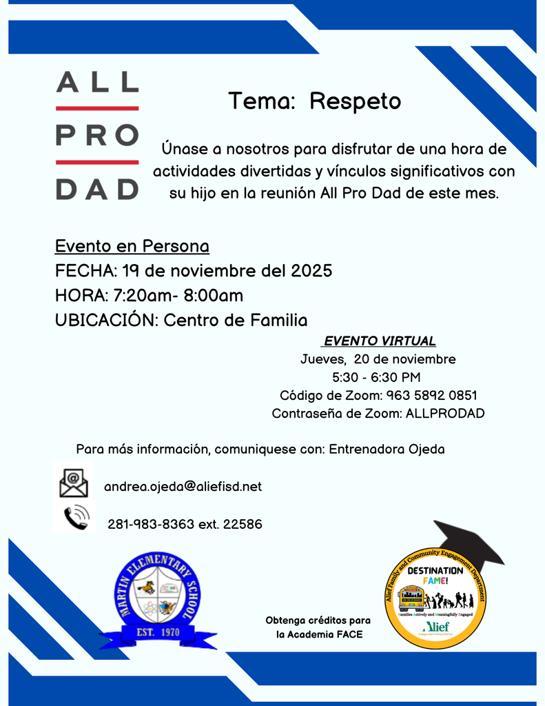 All Pro Dads- In Person: 11/19/25 7:20-8:00 am. All Pro Dads- Virtual: 11/20/25 5:30-6:30 pm