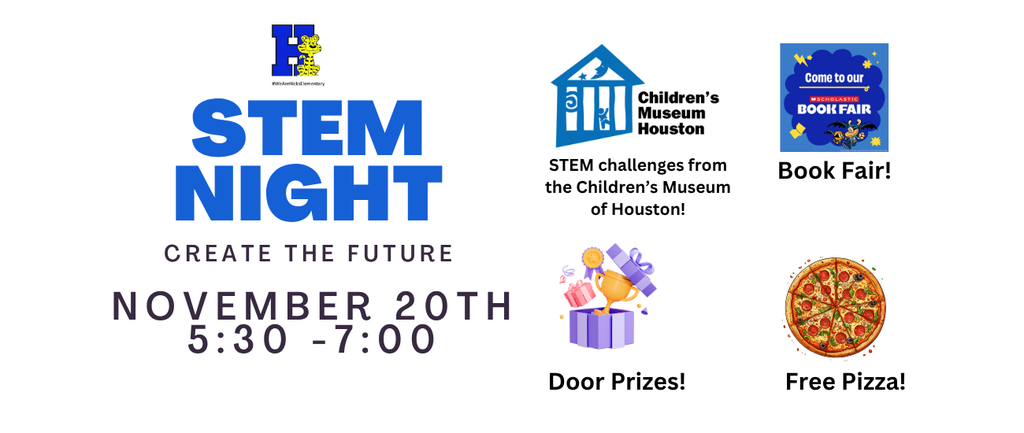 white flyer with blue letters