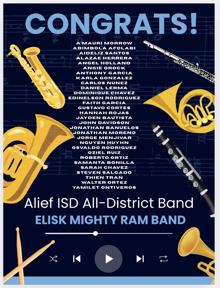 Congrats to our Mighty Rams who earned a spot in the Alief ISD Honor Band! 🎶🐏  Your hard work, dedication, and musical excellence truly shine. We are so proud of you for representing Elsik High School at such a high level—keep leading the way!