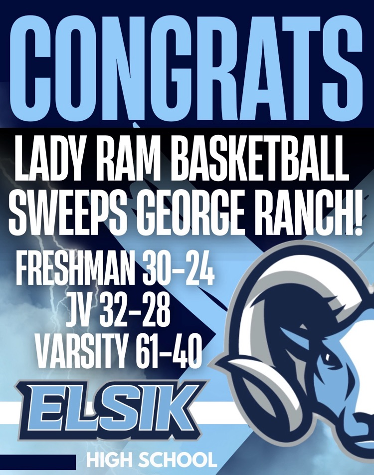 Congrats to Lady Ram Basketball on a big sweep of George Ranch High School. Strong performances across the board, great teamwork, and relentless effort led to a well earned night of wins. Proud of our Lady Rams. #RamNation