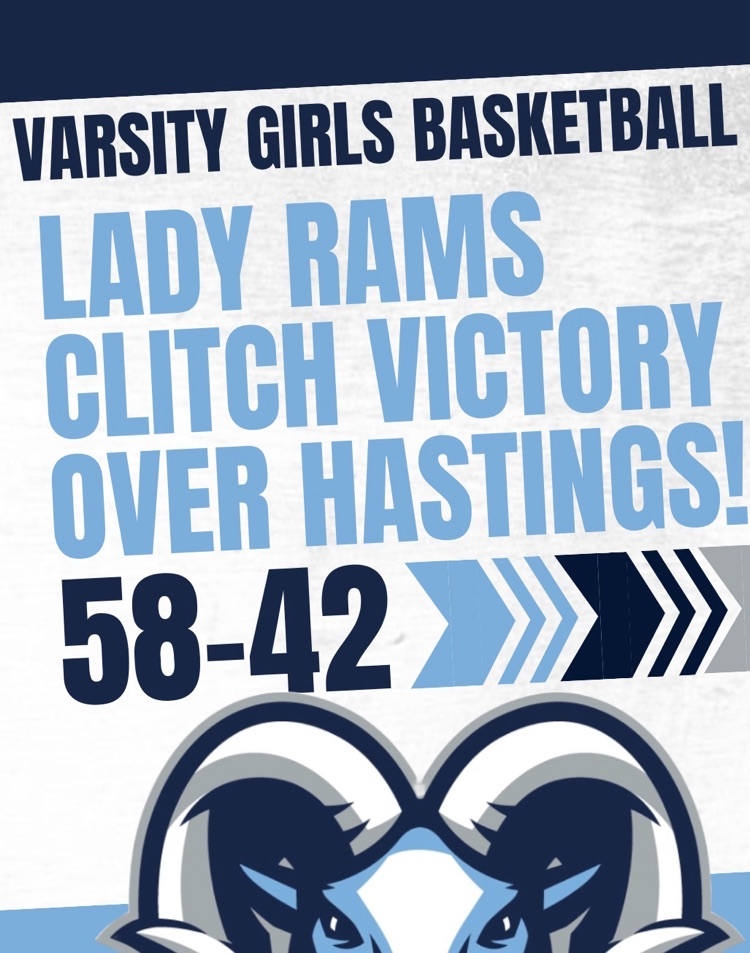 Big win for the Lady Rams! Elsik Varsity defeats Hastings High School 58–42 with a strong team effort on both ends of the court. Way to represent, Rams! #RamNation