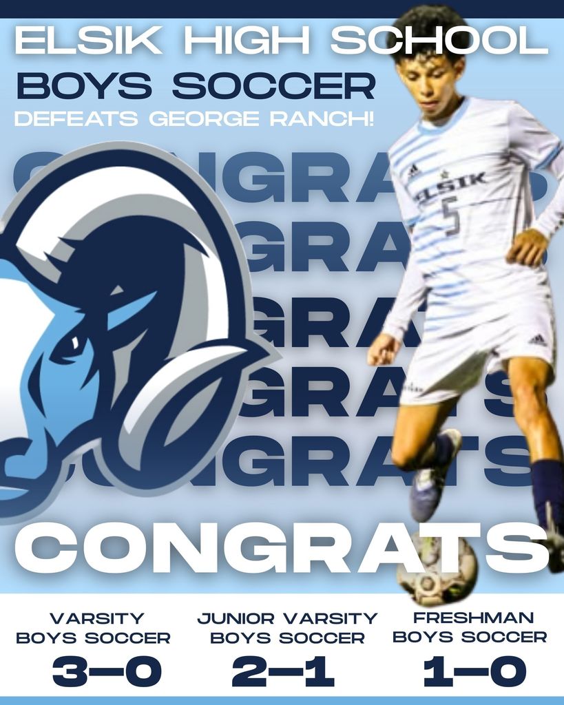 Big congratulations to our Mighty Ram Boys Soccer teams for earning victories against George Ranch. Outstanding teamwork and determination on display. #RamNation
