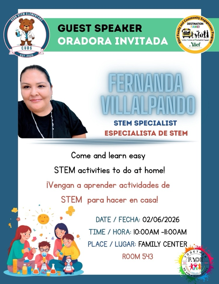 Join STEM parent workshop at HORN STEM elementary on February 6th at 10:00 AM in the Family center.