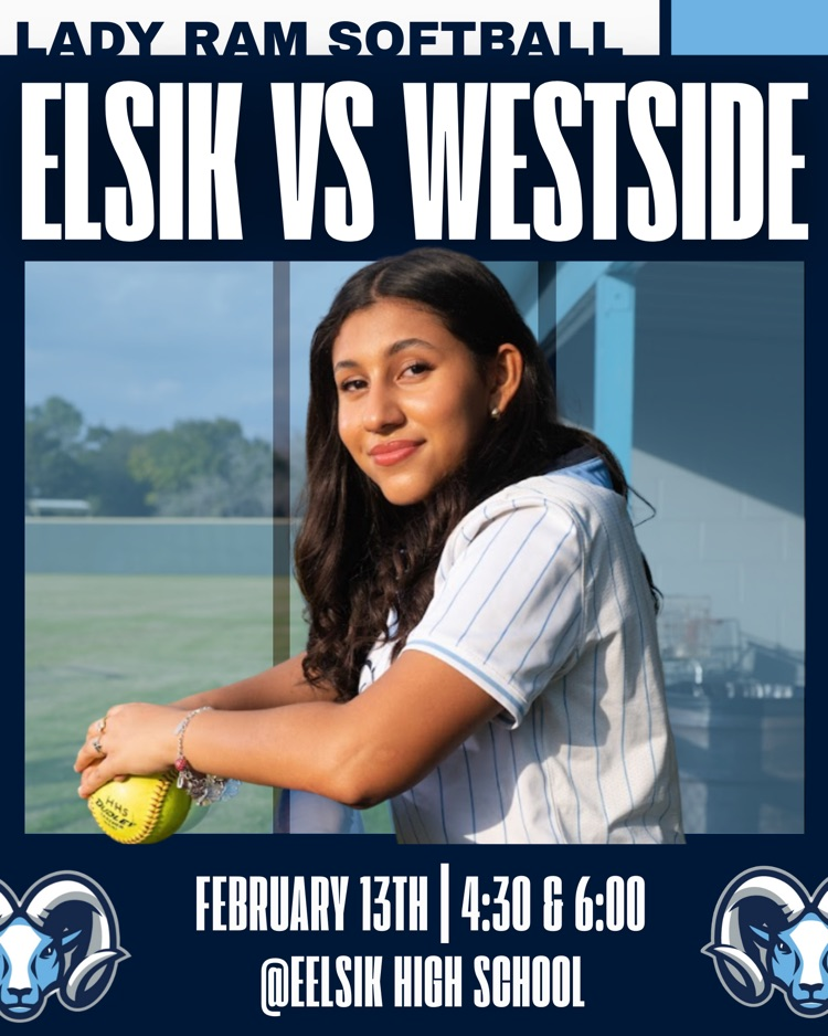 It’s a home doubleheader! 🐏🥎 Our JV and Varsity Softball Rams face Westside on February 13th at Elsik High School. First pitch at 4:30 p.m. (JV) and 6:00 p.m. (Varsity). Come support your Rams! Go Rams!