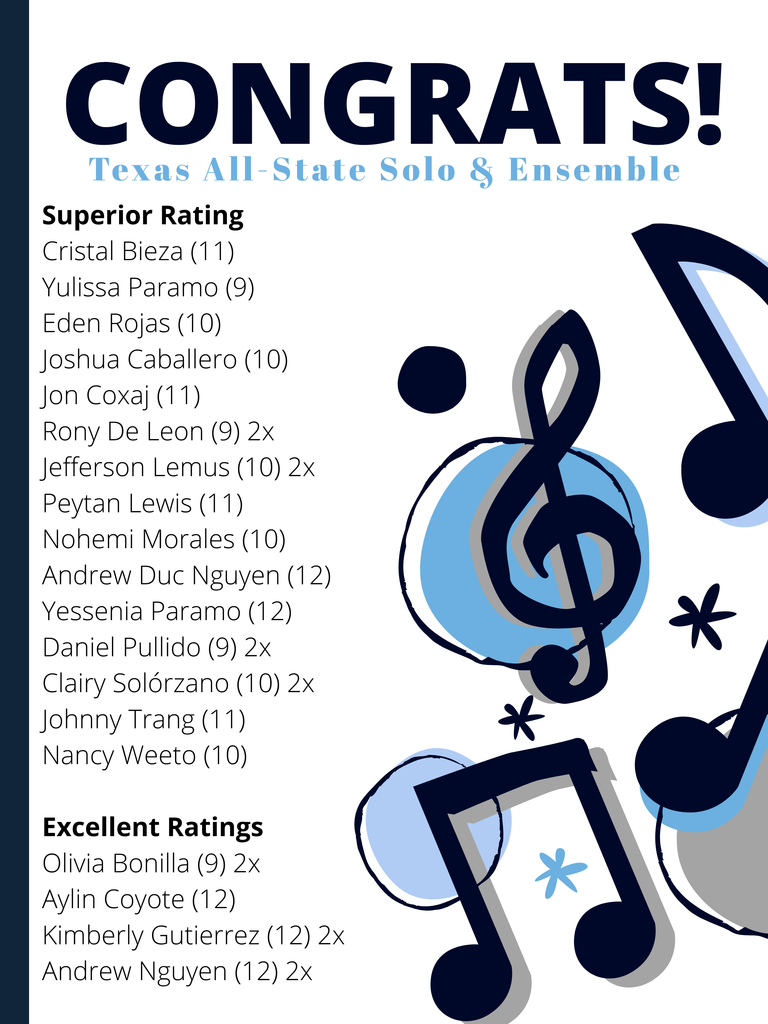 🎶 Huge congrats to our musicians! 15 students advanced to the Texas All-State Solo & Ensemble after earning Superior ratings! Plus 4 students earned Excellent ratings on their performances. Proud of all our Rams! 🐏🎵 #RamNation