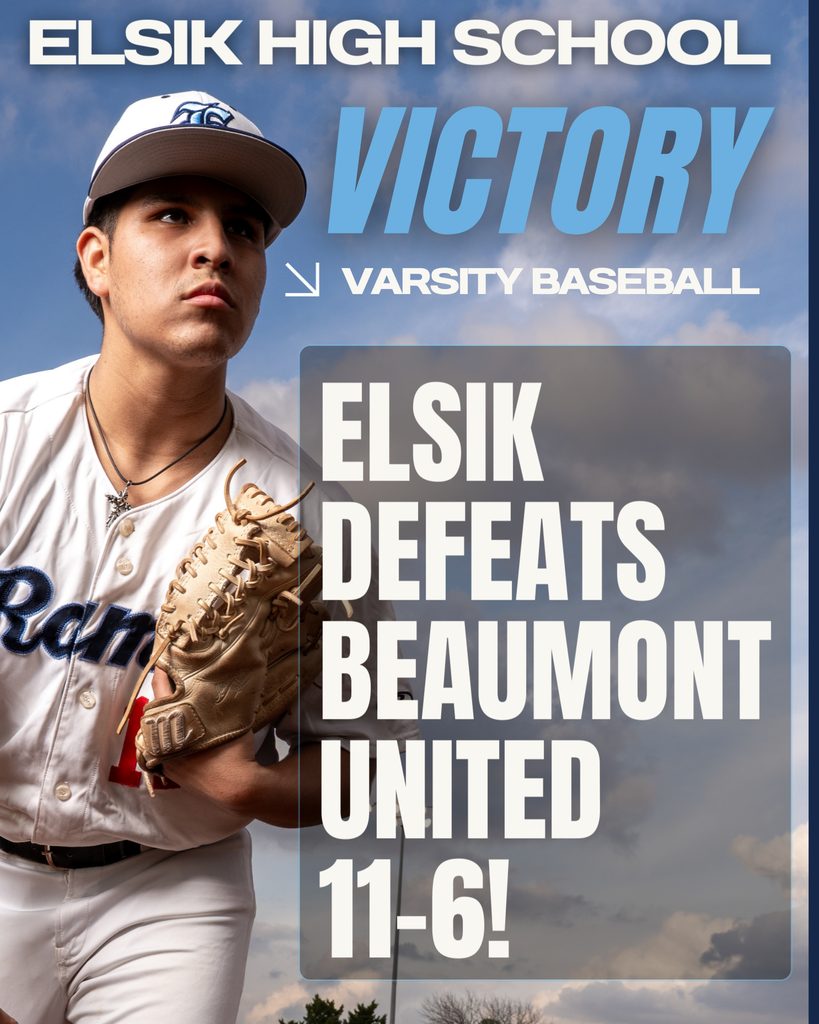A baseball player from Elsik High School in uniform holds a glove. The team won 11-6 against Beaumont United.