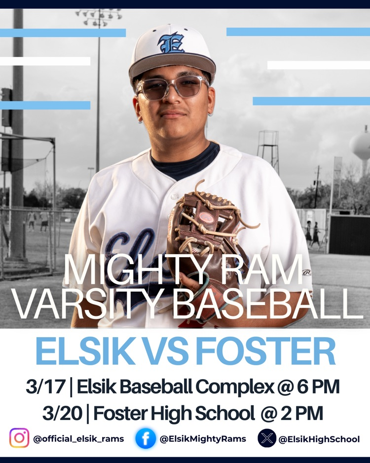 Our Mighty Ram Varsity Baseball Team faces Foster High School On March 17th and 20th! #RamNation