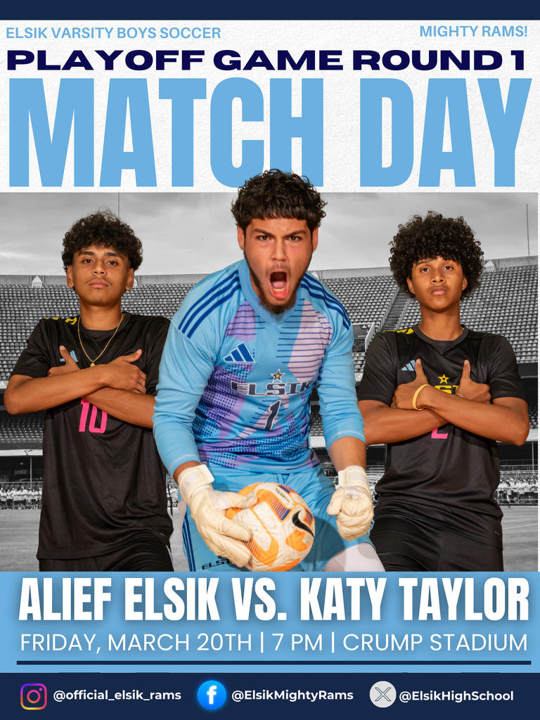 Three young men stand on a sports field. The central player holds a soccer ball, while the others have their arms crossed.