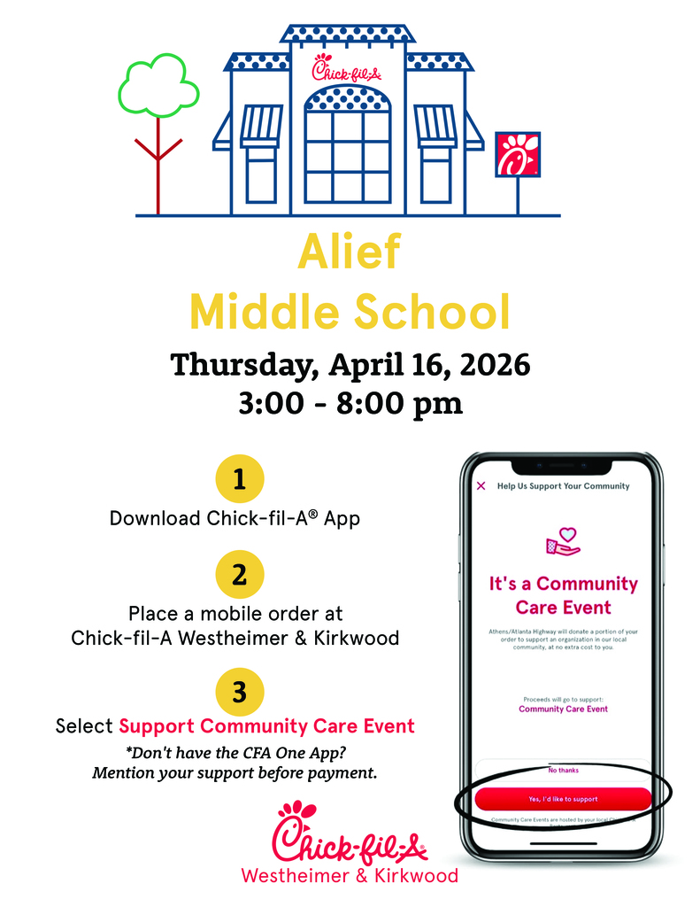 An advertisement with steps to participate in an event, featuring a building, tree, and a phone displaying a community care event.