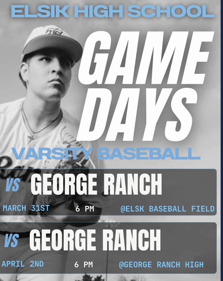 ⚾ Game Day! Elsik Varsity Baseball takes on George Ranch  📅 March 31 | ⏰ 6 PM  🏟️ ELSK Baseball Field Come out and support the Rams! 💙⚾  #ElsikBaseball #GameDay 