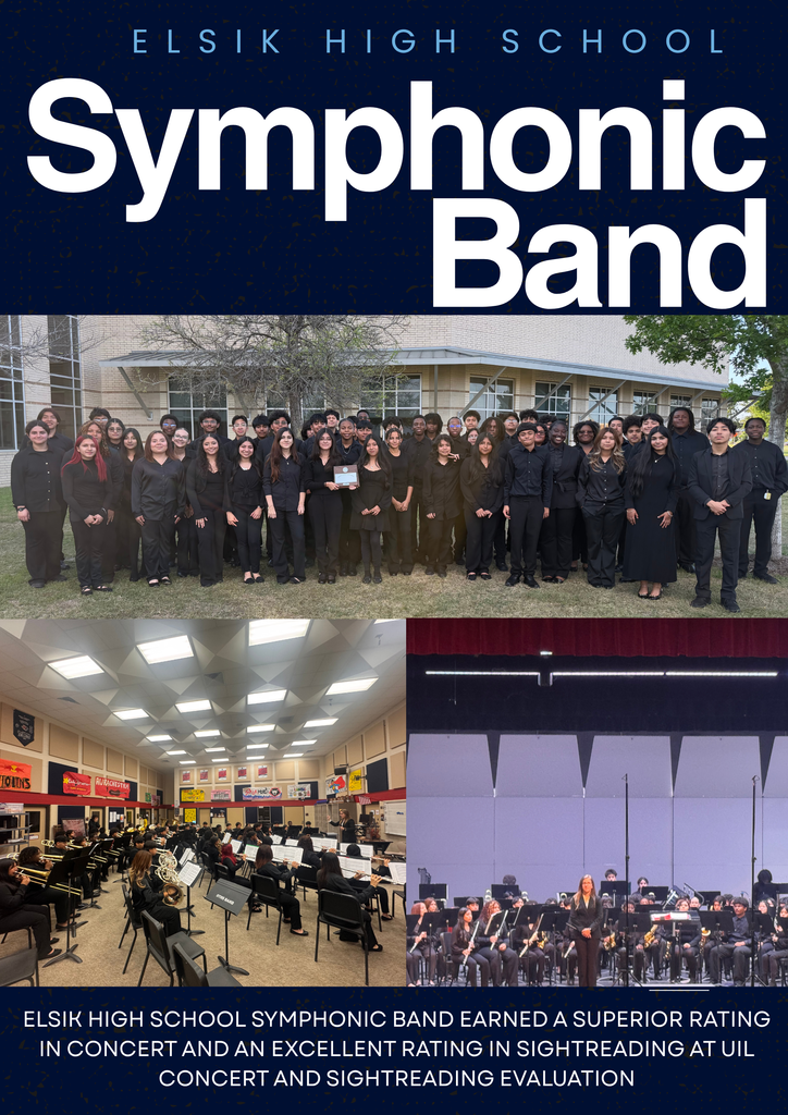 🎶 Proud of the Elsik HS Symphonic Band! They earned a Superior in Concert and Excellent in Sightreading at UIL. This success reflects student dedication, strong leadership from Ms. Massarello, and the continued growth of the Elsik Band Program! 🎺🐏